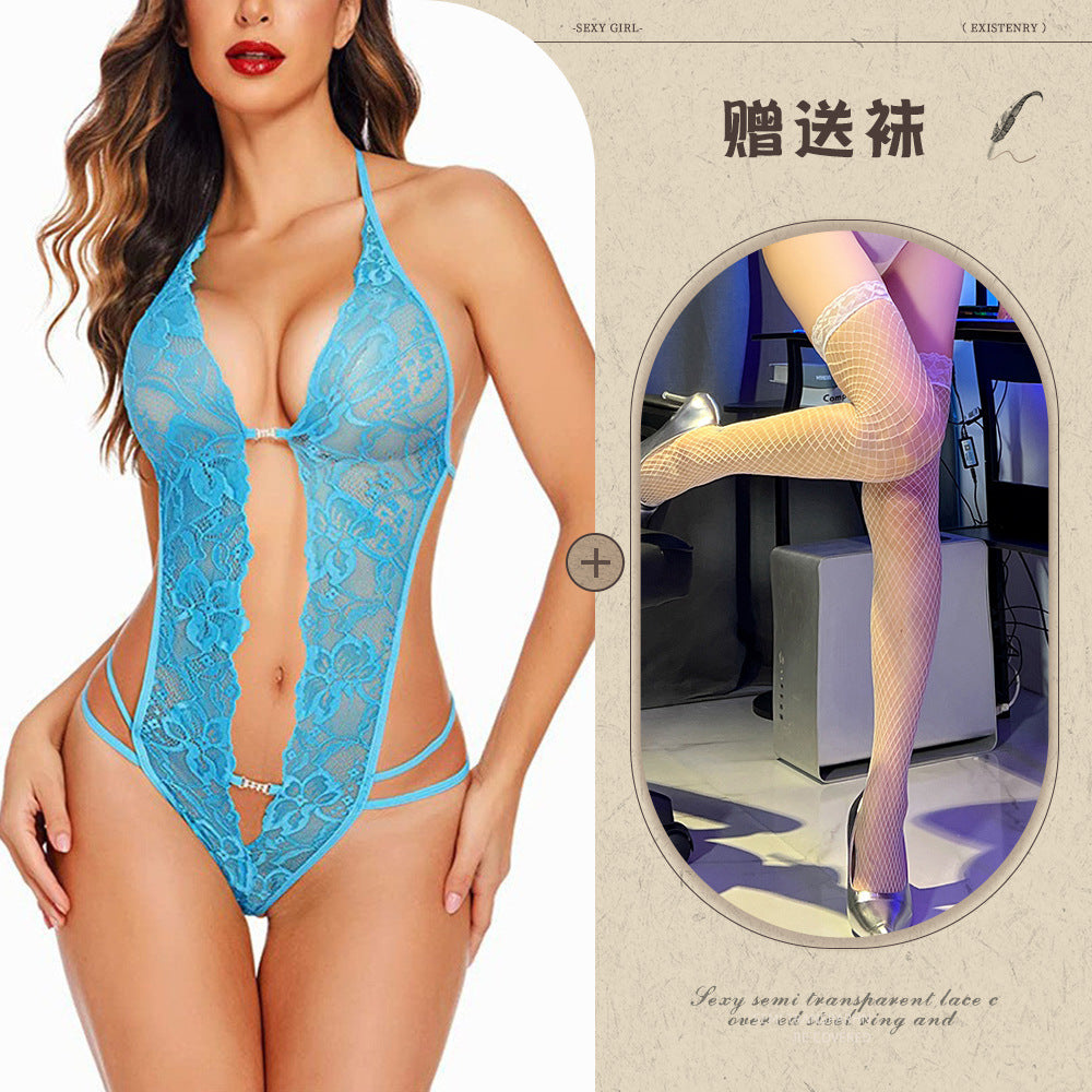 Sexy Lingerie Amazon Foreign Trade Source See-through Backless Shaping Lace-up Lace