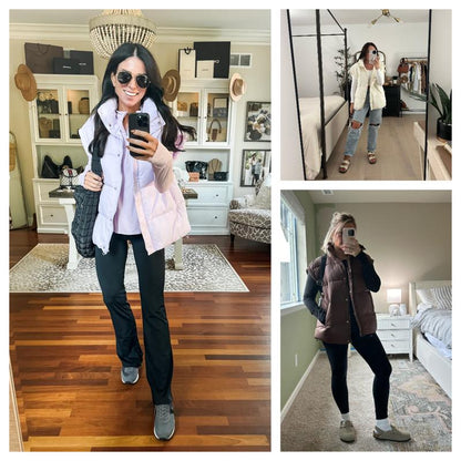 Women's Winter Oversized Puffer Vest Lightweight Stand Collar Flysleeve Insulated Padded Puffy Jackets Coat with Pockets Outerwear Casual Zipper Tops Black Fitted Minimalist FallFreshness - Seldom Seen Styles