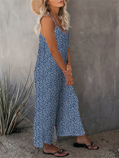 2025 Summer New Women's Casual Ladies' Strap Jumpsuit Pants New Printed Sleeveless Romper for Women