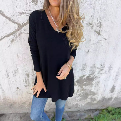 Long Sleeve V Neck Sweaters for Women Baggy Fall Fashion Casual Pullover Lightweight Sweaters for Women - Seldom Seen Styles