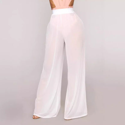 Womens Cover up Pants Sheer Bikini Bottoms Swimsuit Cover up Wide Leg Beach Pants - Seldom Seen Styles