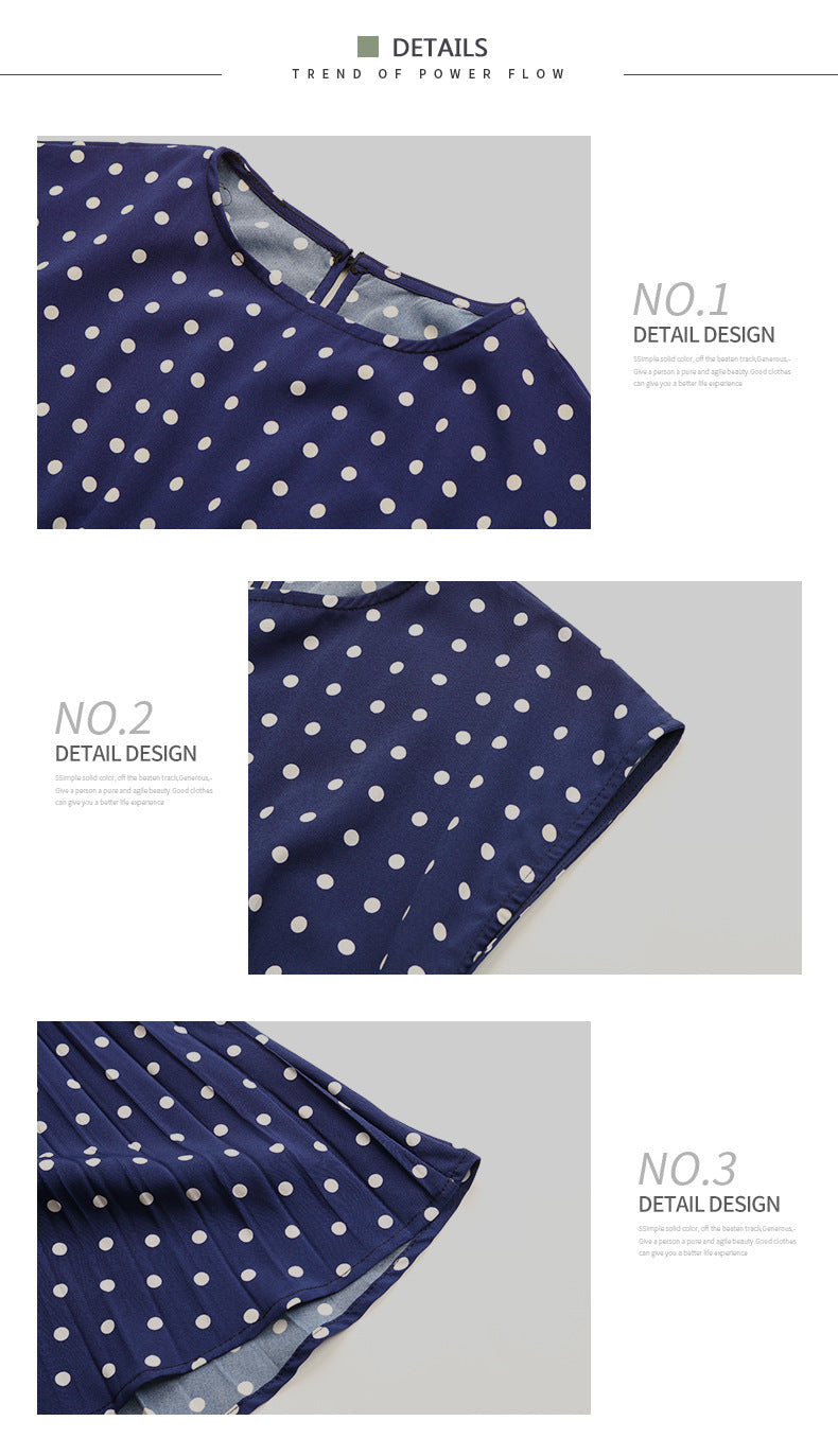 Polka Dot Dress for Women Casual Summer Midi Dress Crew Neck Short Sleeve