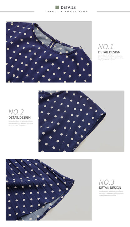 Polka Dot Dress for Women Casual Summer Midi Dress Crew Neck Short Sleeve