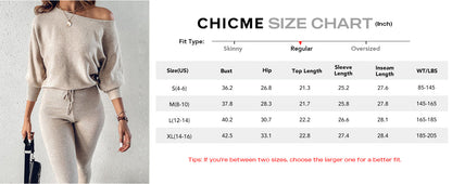 2 Piece Lounge Outfit 2025 Long Sleeve Knit Pullover Tops Drawstring Pants Set Tracksuit Sweatsuit - Seldom Seen Styles