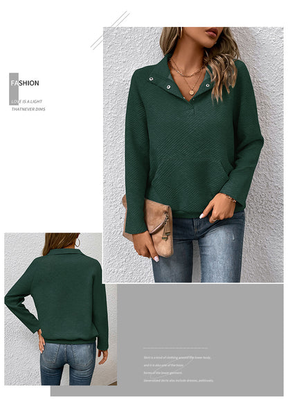 Independent Station Wholesale Hot Selling Multi-color Casual Simple Versatile Long Sleeve Textured Solid Color Cross-border Sweatshirt