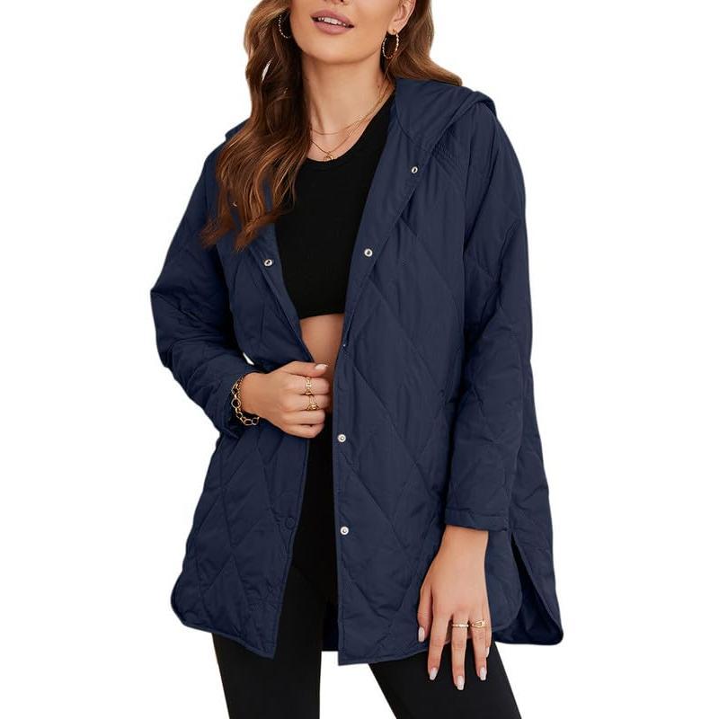 Puffer Jacket for Women,Lightweight Long Sleeve Button Hoodies Outerwear,Oversized Basic Casual Comfort Coats Tops,2025 Womenswear Fall Winter Outfits - Seldom Seen Styles