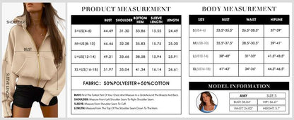 Women's Gold Zipper Hoodie Long Sleeve Fleece Y2K Style Casual Sweatshirt with Pockets for Fall Winter Clothes - Seldom Seen Styles