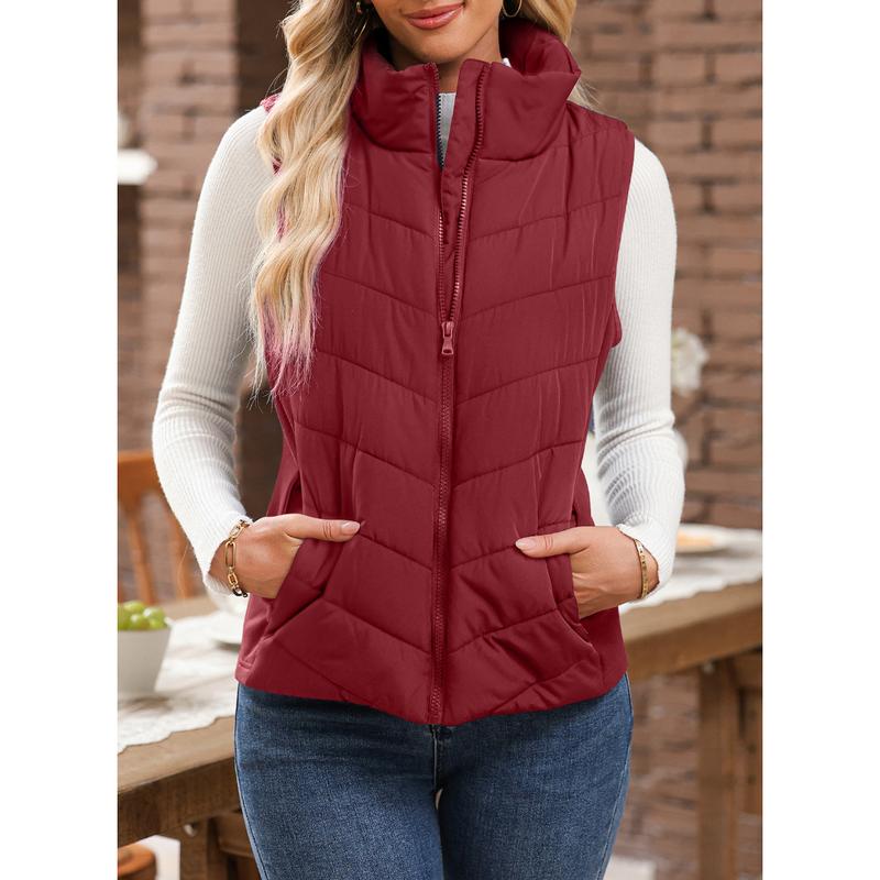 Puffer Vest Women Sleeveless Zip Up Outerwear Stand Collar Quilted Vest Warm Winter Jackets Coats with Pocket - Seldom Seen Styles