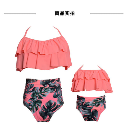 Women Two Piece Swimsuits High Waisted Bikini Teen Ruffle Tummy Control Bottoms Halter Bathing Suits