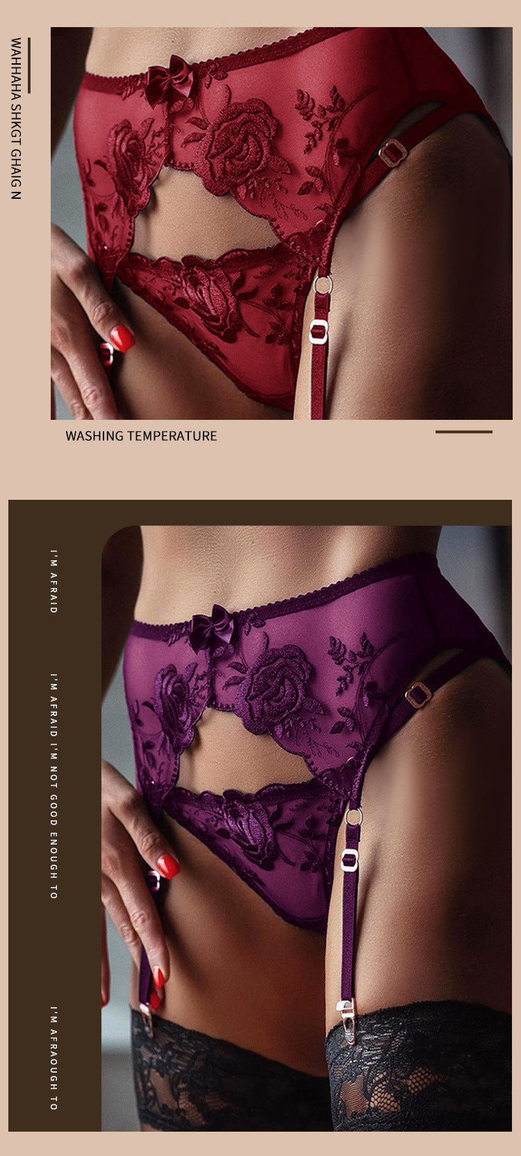 Women Floral Lace Garter Belt and G-String Set Plus Size Mesh Suspender Belt Sexy Embroidered Garter for Stockings - Seldom Seen Styles