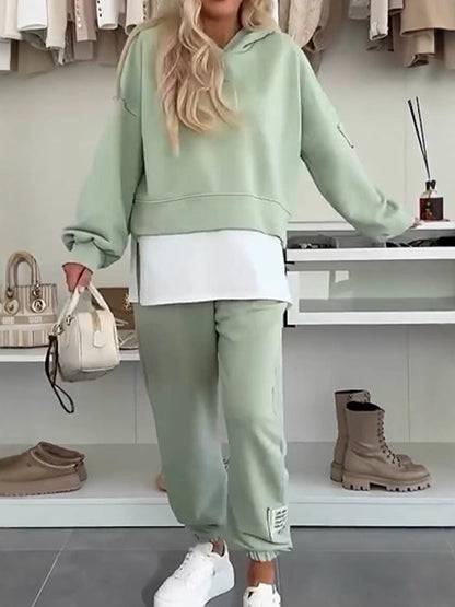 2025New Hooded Fashion Solid Color Casual Sports Suit Women's Clothing - Seldom Seen Styles