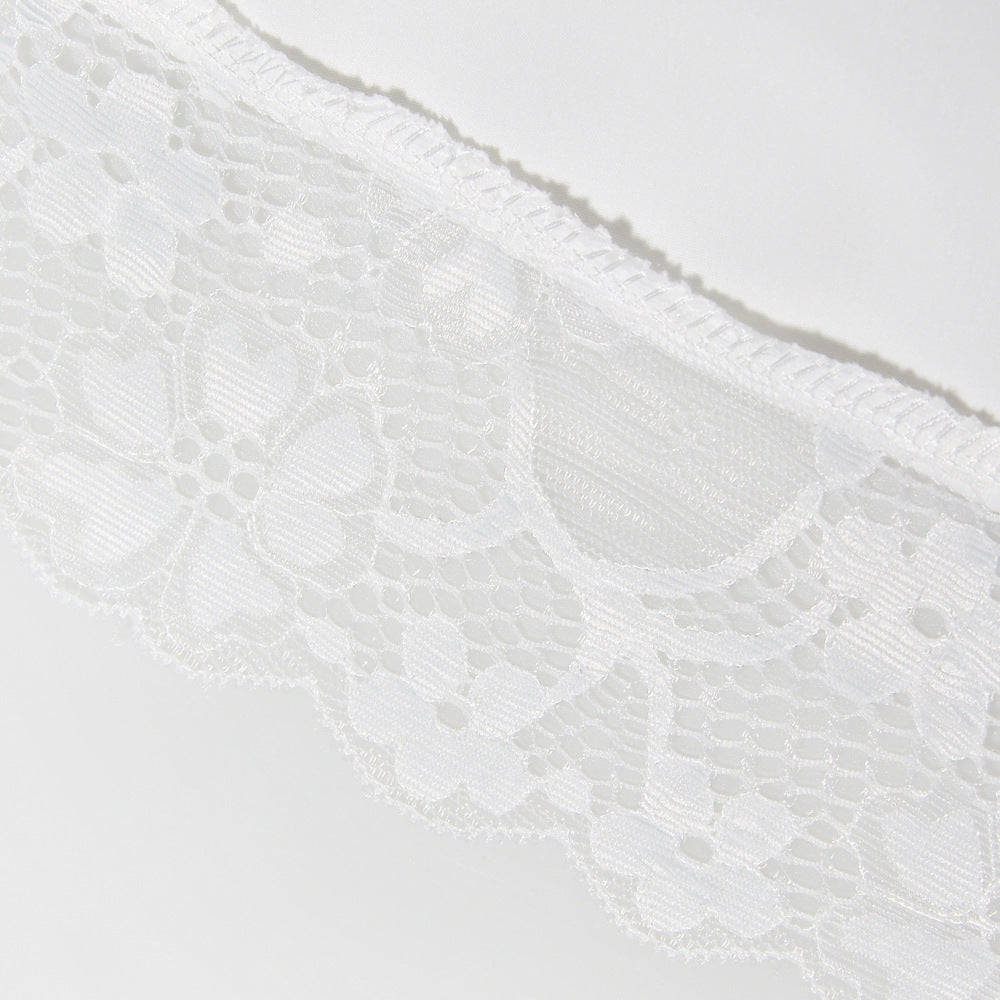 Lace Hem Square Collar Corset Pleated Mini Dress White