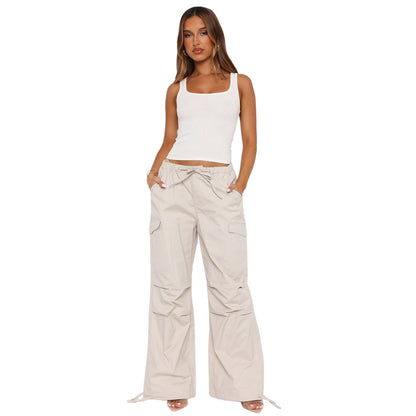 Women Cargo Pants Wide Leg Casual Baggy Parachute Pants Multi Pockets Y2K Straight Trousers - Seldom Seen Styles