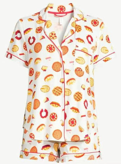 Womens Pajamas Set, 2PCS Button Down Vacation Monkey Beach Shorts Set Y2k Loungewear Pjs for Birthday Valentines Gift