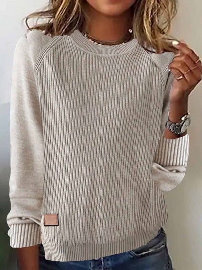 Coffee Plain Round Neck Sweater - Seldom Seen Styles