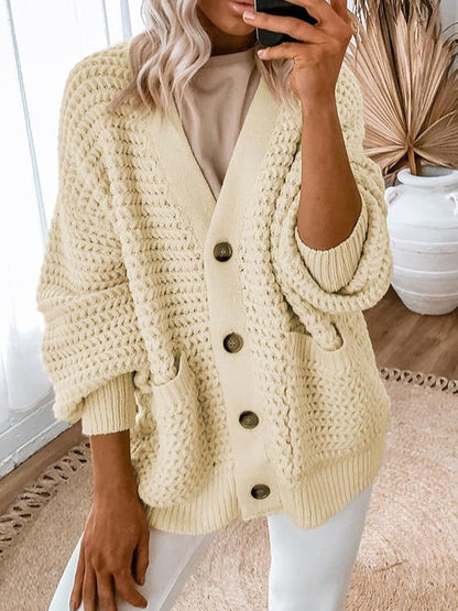Women's 2024 Fashion Casual Open Front Long Sleeve Chunky Knit Cardigans Sweaters Outerwear Coats