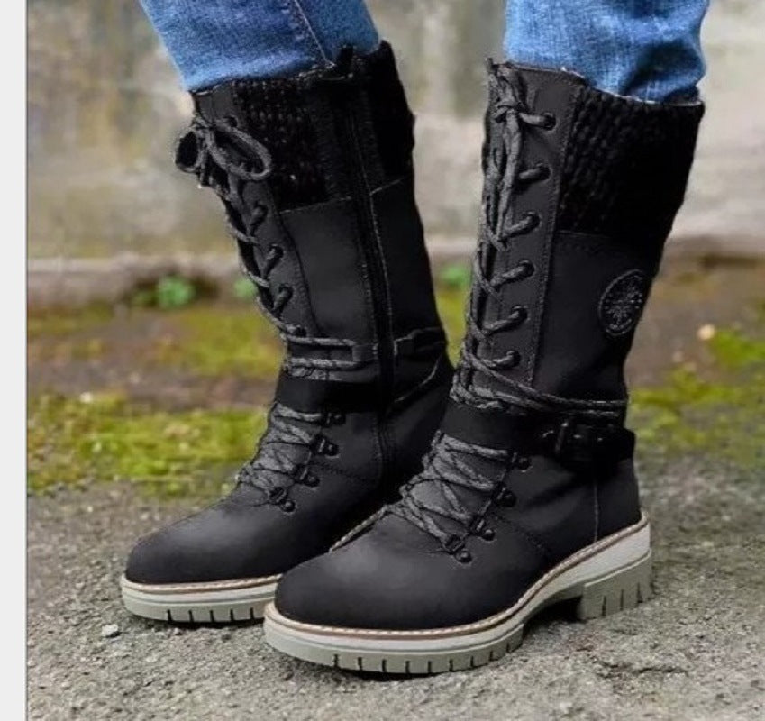 Mid tube square heel round toe martin boots - Seldom Seen Styles