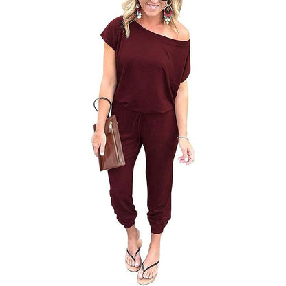 Women's Jumpsuit Plus Size S-XXXL Off-Shoulder Elastic Waist Stretchy Loose Minimalist Comfy Clothes Casual Outdoor Lightweight Romper - Fabric - Womenswear - Seldom Seen Styles