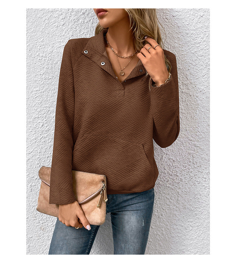 Independent Station Wholesale Hot Selling Multi-color Casual Simple Versatile Long Sleeve Textured Solid Color Cross-border Sweatshirt