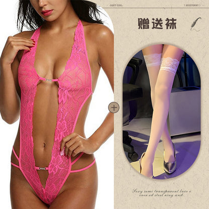 Sexy Lingerie Amazon Foreign Trade Source See-through Backless Shaping Lace-up Lace
