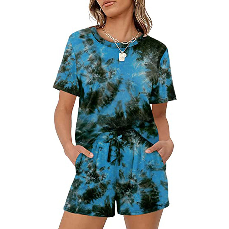 2025Summer New Women's Two-Piece Set Solid Color Short Sleeve T Casual T-shirt and Shorts Set for Women