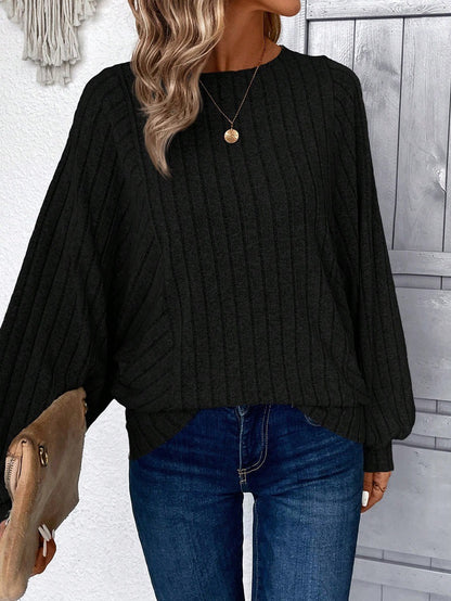 Womens Soft Long Sleeve Crewneck Shirts Fall Casual Loose Fit Knit Tops Blouses - Seldom Seen Styles