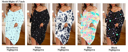 Plus Size Nightgown for Women V-Neck Sleep  Dress Pjs Lounge Short Sleeves Sleepwear With Pocket Fit S-5XL Pajamas Elastic Loungewear Breathable Fabric - Seldom Seen Styles