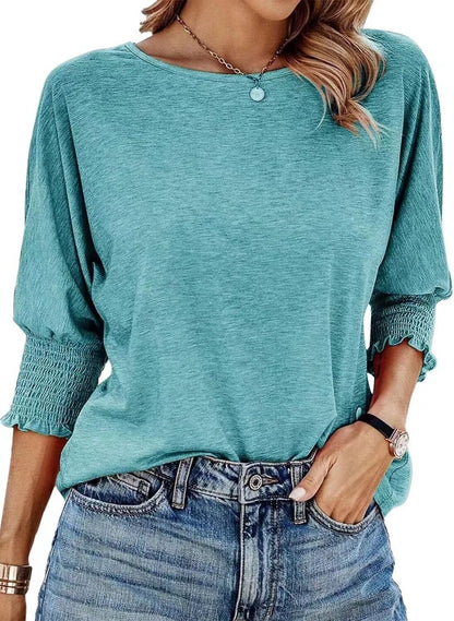 Women's 2025 Fashion Tops 3/4 Sleeve T-Shirts Cute Crewneck Basic Business Tees Blouses Casual Summer Wear Super Soft Breathable Fabric - Seldom Seen Styles