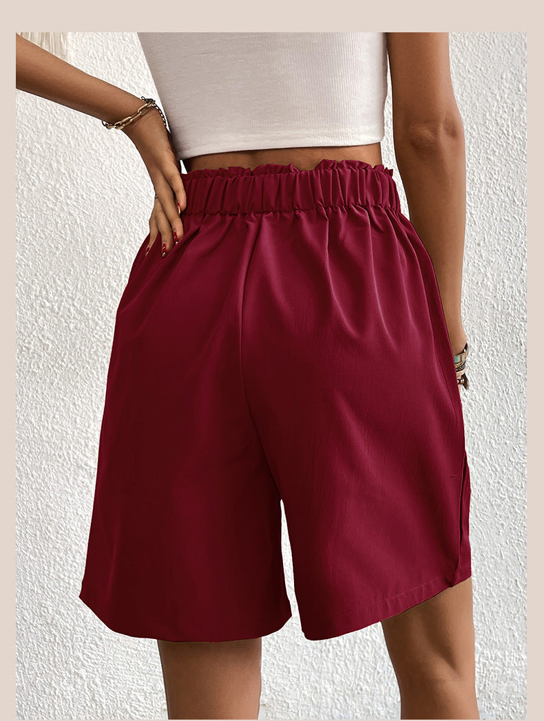 Womens Shorts Dressy Casual 2025 Trendy Summer Elastic High Waisted Pleated Side Slit Business Work Shorts Pockets