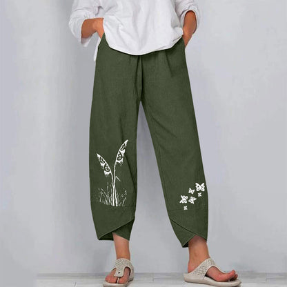 Women's Summer Pants Fashion Split Hem Cropped Trousers with Pockets Elastic Waist Comfy Casual Daily Slacks - Seldom Seen Styles