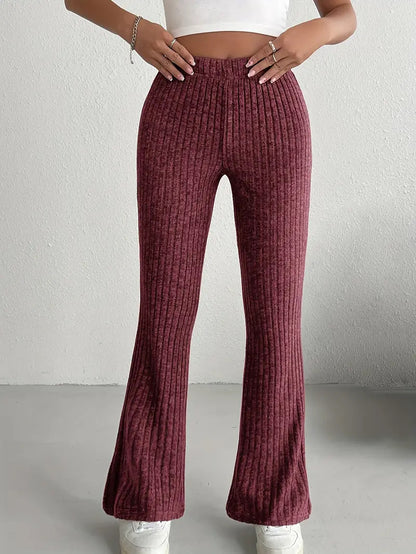 Women Flare Leggings Yoga Pants High-Waisted Casual Lounge Pants Ribbed Comfy Leggings