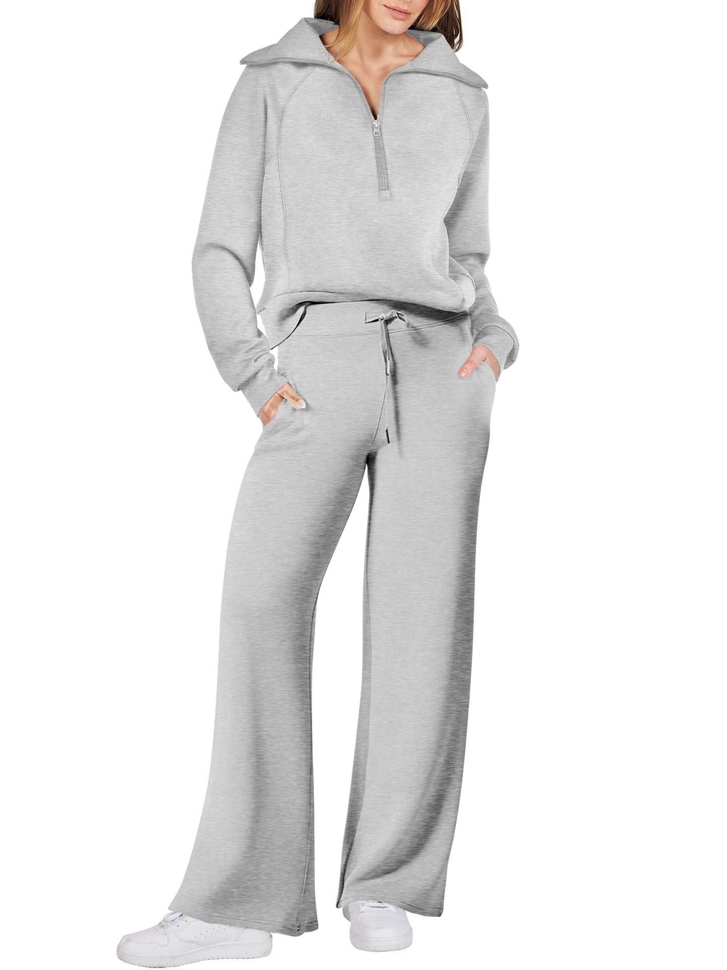 Women 2 Piece Outfits Sweatsuit Oversized Sweatshirt Sweatpants Tracksuit Sweat Lounge Matching Set 2025 Fall Trendy Polyester Womenswear - Seldom Seen Styles