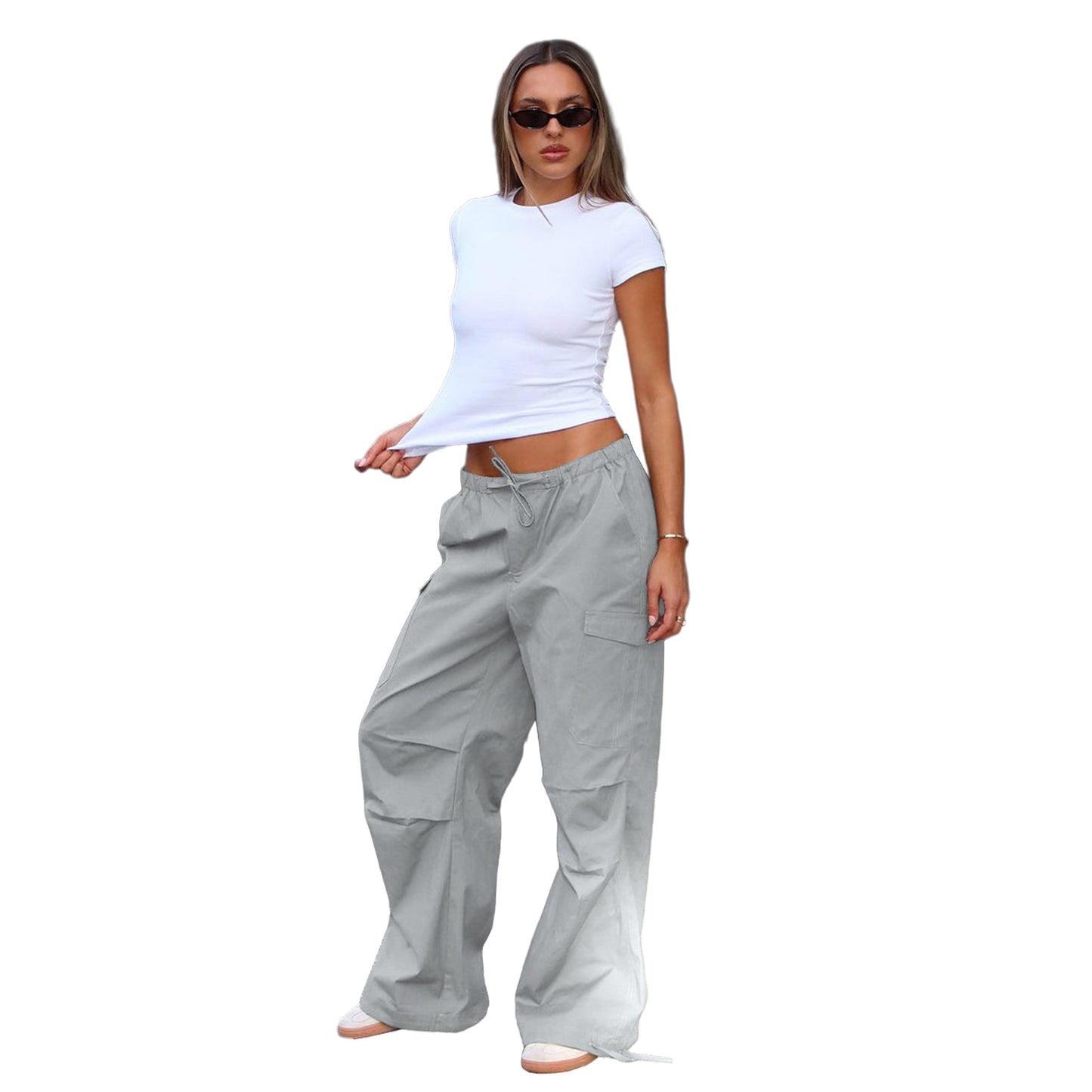 Women Cargo Pants Wide Leg Casual Baggy Parachute Pants Multi Pockets Y2K Straight Trousers - Seldom Seen Styles