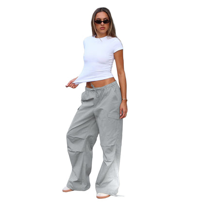 Women Cargo Pants Wide Leg Casual Baggy Parachute Pants Multi Pockets Y2K Straight Trousers - Seldom Seen Styles