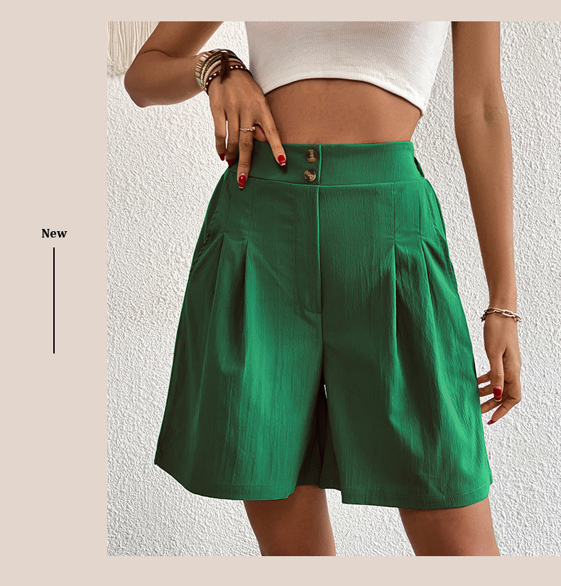 Womens Shorts Dressy Casual 2025 Trendy Summer Elastic High Waisted Pleated Side Slit Business Work Shorts Pockets