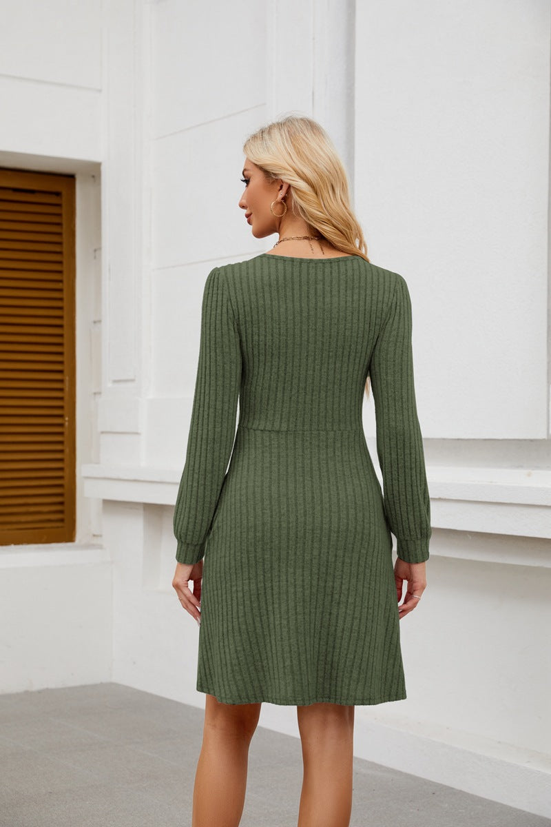 Womens Babydoll Dresses Square Neck Long Sleeve Knee Length Flowy Swing Shirring Mini Dresses Fall Dress