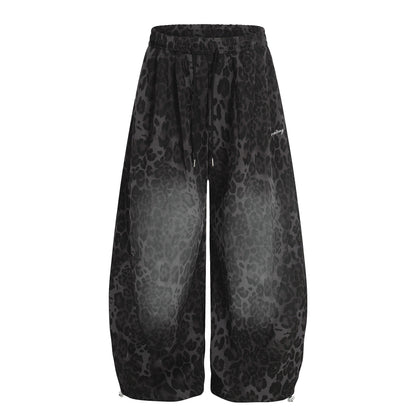 Leopard Print Adjustable Hem Barrel Pants