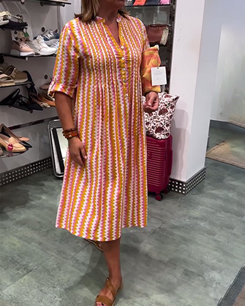 Shirt Dresses for Women Casual Long Sleeve Button Down Loose Striped Cotton Maxi Shirt Dress - Seldom Seen Styles