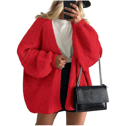Women's Oversized Cardigan Sweater Fall Long Lantern Sleeve Knit Open Front Lightweight Sweater Knitwear Tops - Seldom Seen Styles