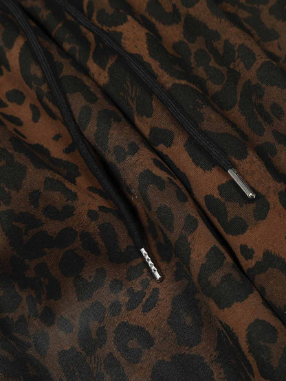 Leopard Print Adjustable Hem Barrel Pants