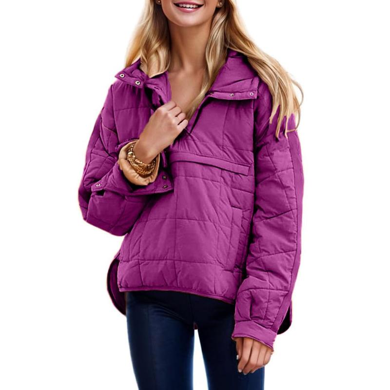 Womens Oversized Hooded Puffer Jacket Lightweight Pullover Hoodies Quilted Dolman Long Sleeve Warm Winter Coat - Seldom Seen Styles