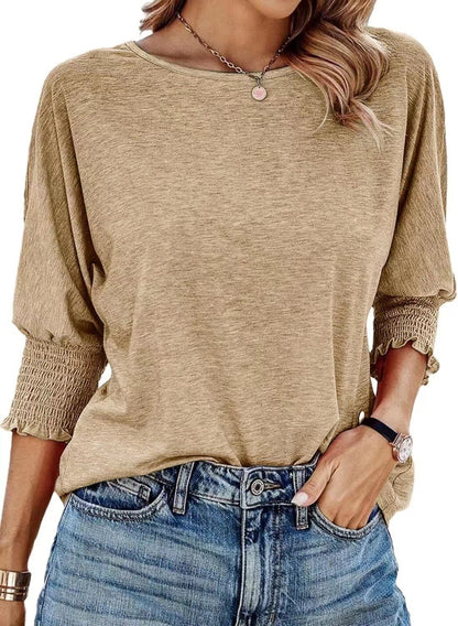 Women's 2025 Fashion Tops 3/4 Sleeve T-Shirts Cute Crewneck Basic Business Tees Blouses Casual Summer Wear Super Soft Breathable Fabric - Seldom Seen Styles