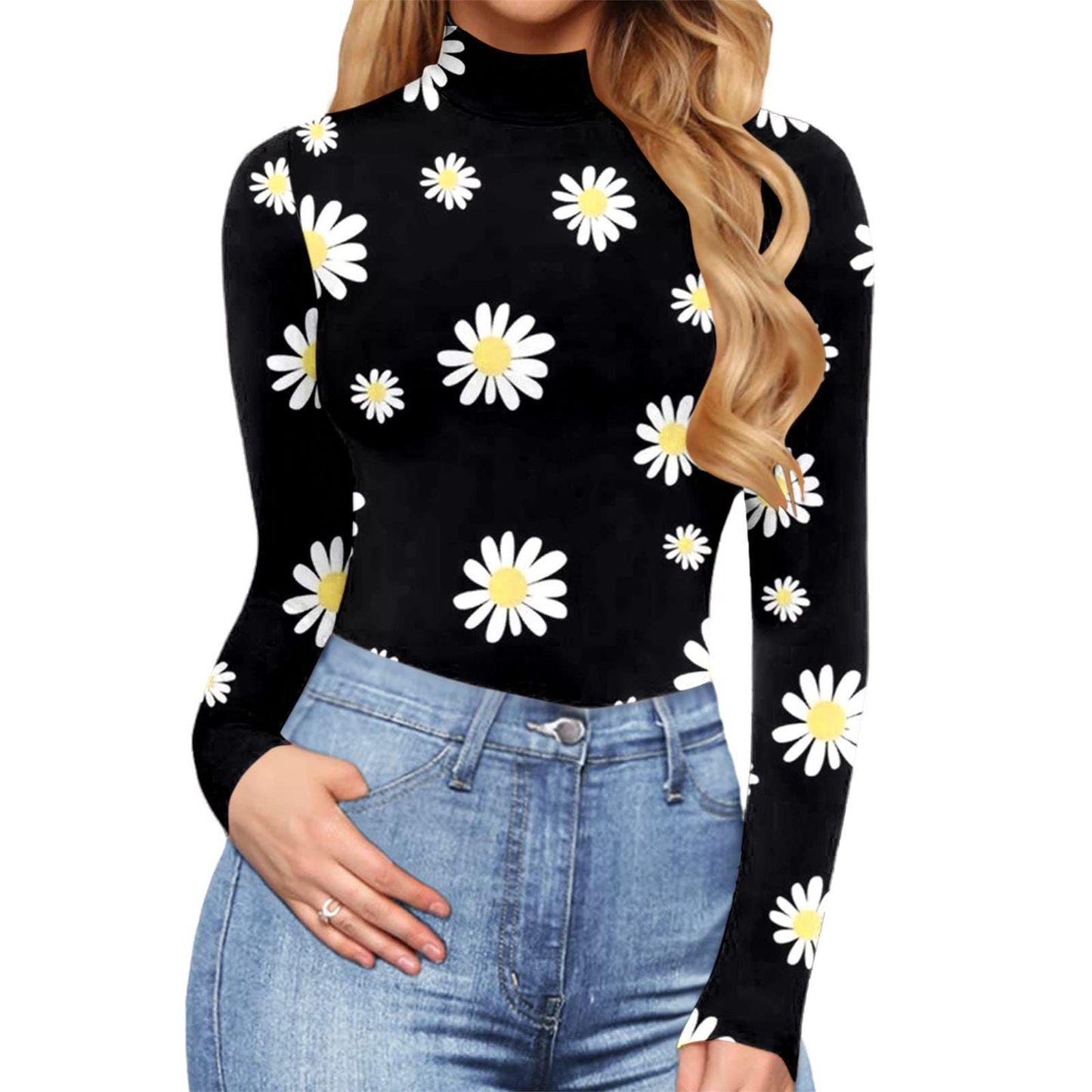 Women's Sexy Square Neck Bodysuit Long Sleeve Double Lined Shirt Tops