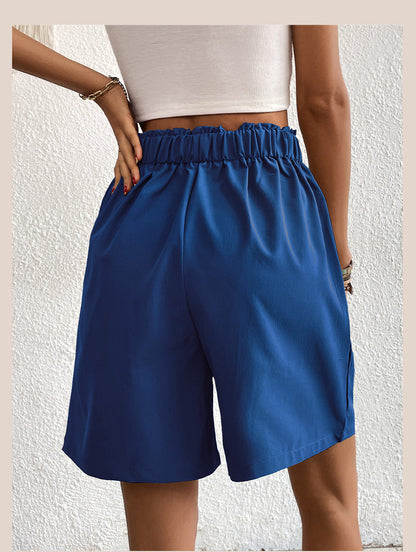 Womens Shorts Dressy Casual 2025 Trendy Summer Elastic High Waisted Pleated Side Slit Business Work Shorts Pockets