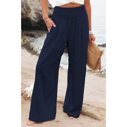 Women Linen Palazzo Pants Summer Boho Wide Leg High Waist Casual Lounge Pant 2025 Beach Travel Vacation Outfits - Seldom Seen Styles