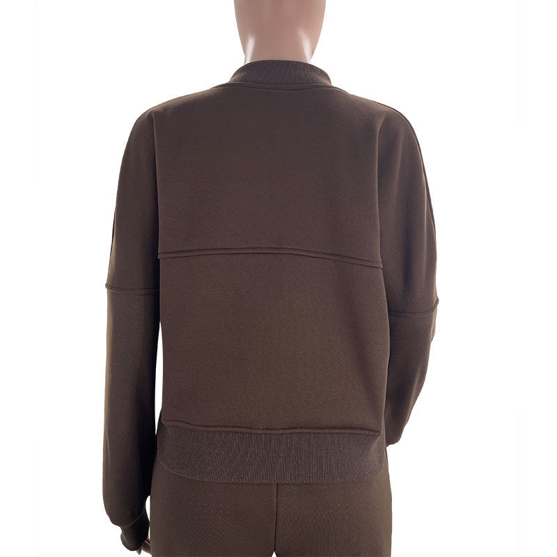 Sporty Two-piece Set Women's Plain Mock Neck Zip Up Jacket & Pocket Drawstring Waist Sweatpants Sports Sweat Suit, Sports Cozy Breathable Outfits Tracksuits for Daily Outdoor Wear, Tracksuit Set, Ladies Sportswear for All Seasons