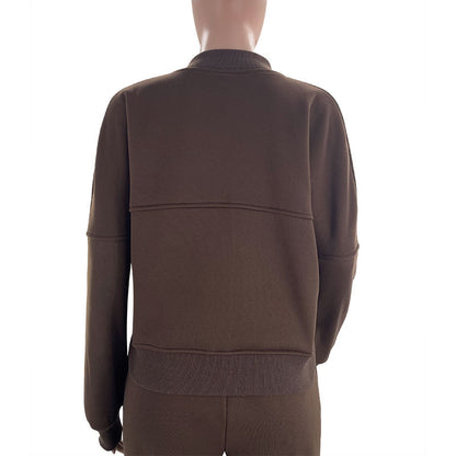 Sporty Two-piece Set Women's Plain Mock Neck Zip Up Jacket & Pocket Drawstring Waist Sweatpants Sports Sweat Suit, Sports Cozy Breathable Outfits Tracksuits for Daily Outdoor Wear, Tracksuit Set, Ladies Sportswear for All Seasons