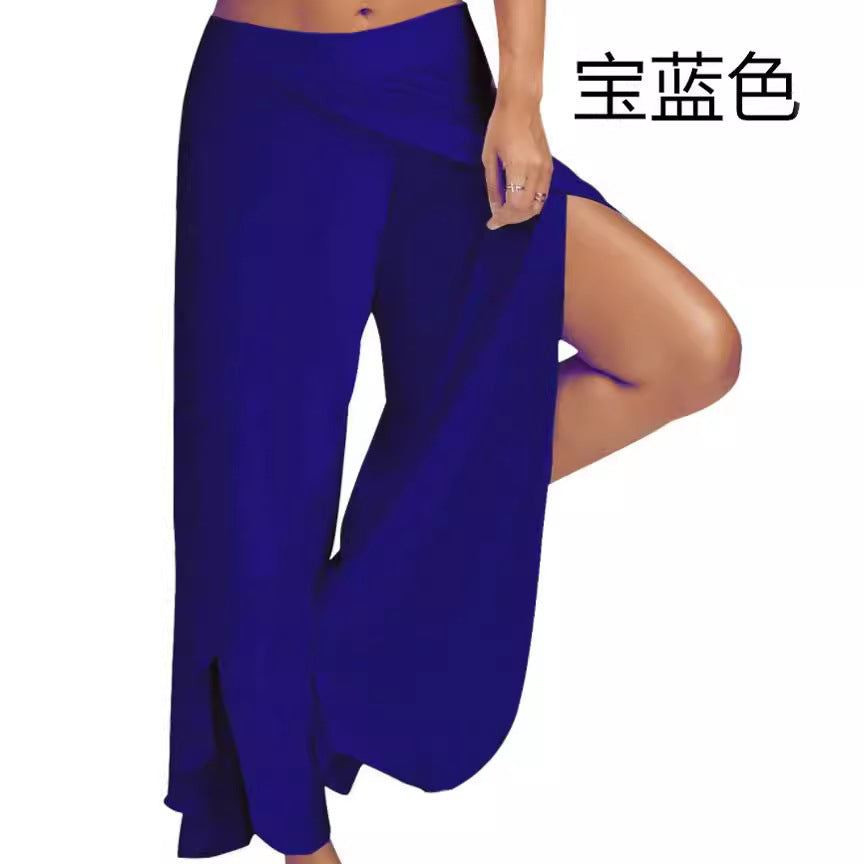 Flowy Split Yoga Pants for Women High Slit Harem Pants Plus Size Wide Leg Lounge Pants Summer Beach Loose Trousers - Seldom Seen Styles