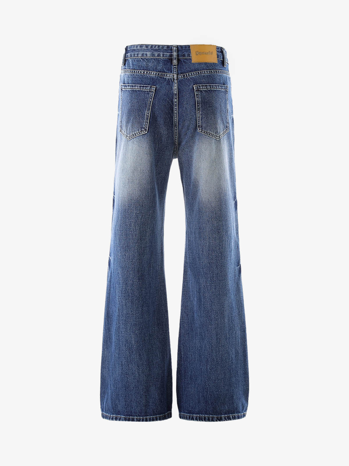 Hip-Hop Cut Distressed Washed Jeans 