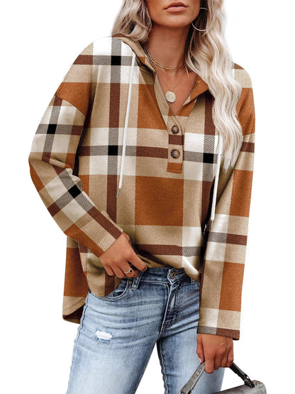 Womens Tops V Neck Button Sweatshirt for Women Pullover Long Sleeve Shirts Fall Outfits 2025 Loose Fit - Seldom Seen Styles